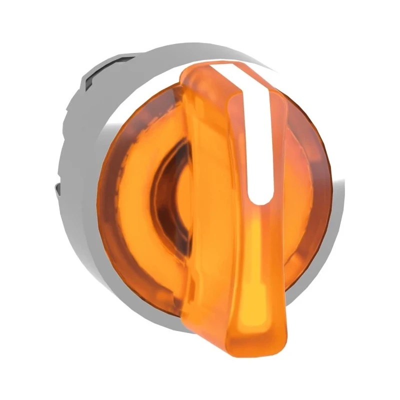 Schneider Electric Harmony Series 3 Position Illuminated Selector Switch Head 22 mm Cutout Orange Handle IP66 IP69 ZB4BK1553