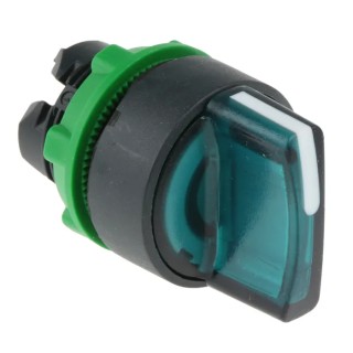 Schneider Electric Harmony Series 2 Position Illuminated Selector Switch Head, 22 mm Cutout, Green Handle, IP67 ZB5AK1233