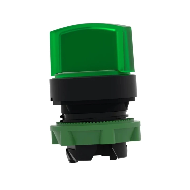 Schneider Electric Harmony Series 2 Position Illuminated Selector Switch Head, 22 mm Cutout, Green Handle, IP67 ZB5AK1233