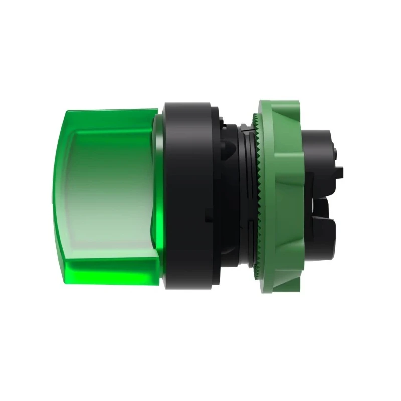 Schneider Electric Harmony Series 2 Position Illuminated Selector Switch Head, 22 mm Cutout, Green Handle, IP67 ZB5AK1233