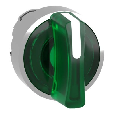 Schneider Electric Harmony Series 3 Position Illuminated Selector Switch Head, 22 mm Cutout, Green Handle, IP66 ZB4BK1533