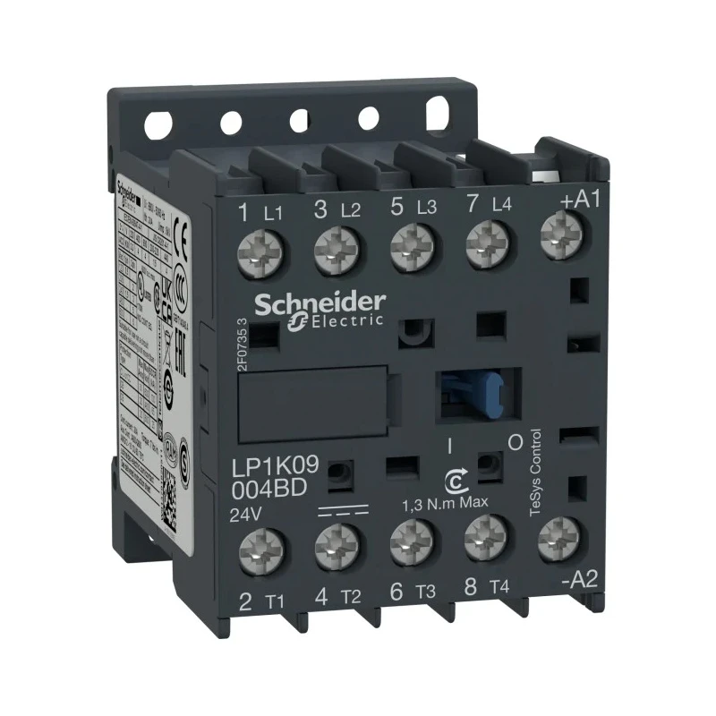 Schneider Electric LP1K Contactor, 24V dc Coil, 4-Pole, 20A, 3W Power, 440V ac LP1K09004BD