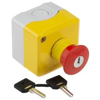 Schneider Electric Harmony Series Key Release Emergency Stop Push Button Surface Mount SPDT 600V IP69K IP69 IP66 XALK188E