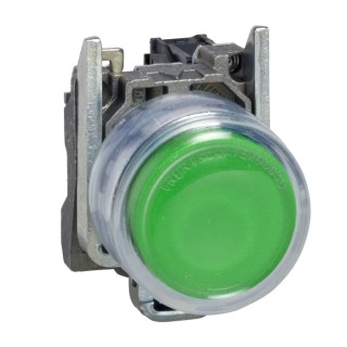 Schneider Electric Harmony XB4 Series Push Button Switch Spring Return Panel Mount 22 mm Cutout SPST Green LED IP66 XB4BP31EX