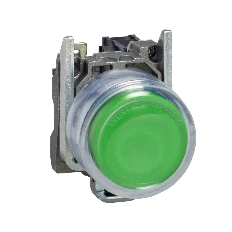 Schneider Electric Harmony XB4 Series Push Button Switch Spring Return Panel Mount 22 mm Cutout SPST Green LED IP66 XB4BP31EX
