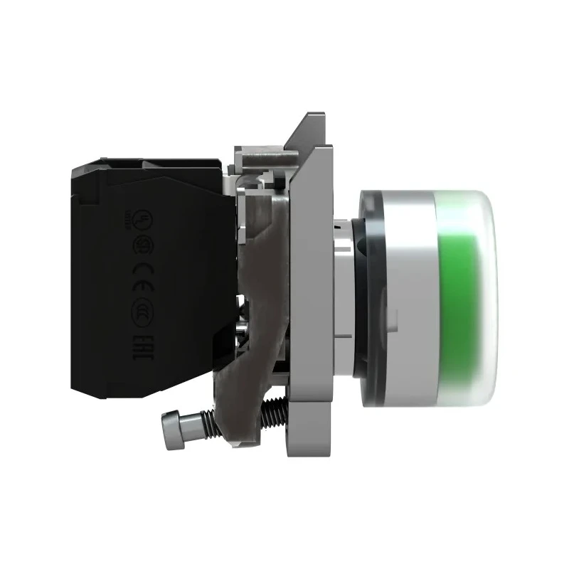 Schneider Electric Harmony XB4 Series Push Button Switch Spring Return Panel Mount 22 mm Cutout SPST Green LED IP66 XB4BP31EX