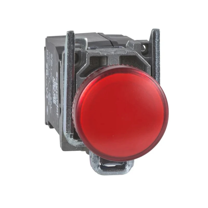 Schneider Electric Panel Mount Red LED Pilot Light Harmony XB4 22mm Cutout 120V AC Metal Body Round XB4BV34