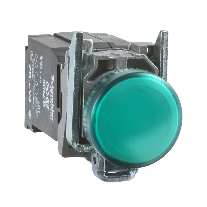 Schneider Electric Panel Mount Green LED Pilot Light Harmony XB4 22 mm Cutout 240V AC IP69K/IP66/IP69/IP67 XB4BV43