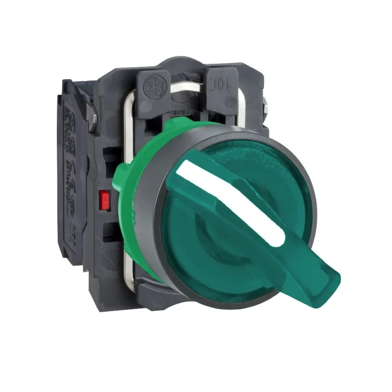 Schneider Electric 2-Position Illuminated Rotary Selector Switch with Green Standard Handle and Stay Put Function XB5AK123B5