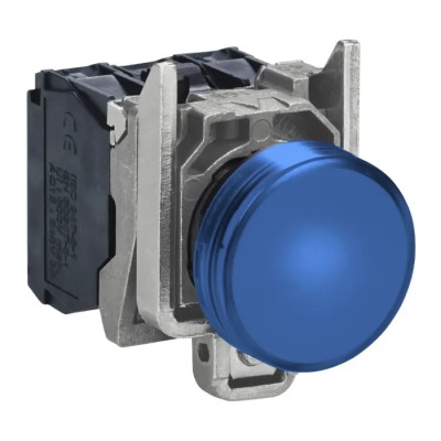 Schneider Electric Panel Mount Blue LED Pilot Light Harmony XB4 22 mm Cutout 120V AC IP66 IP67 IP69 XB4BVG6