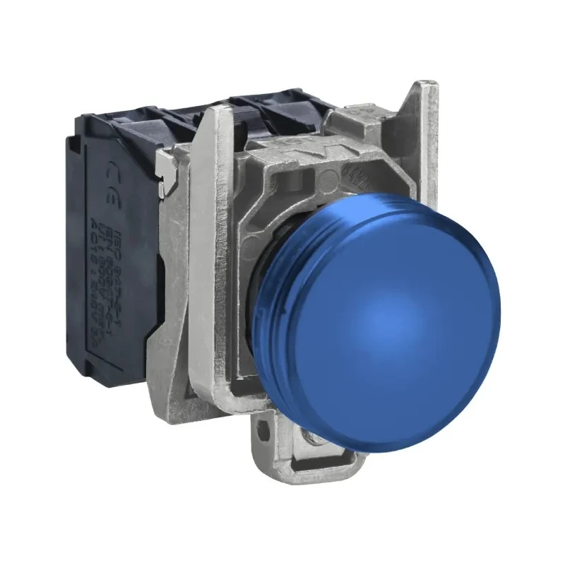 Schneider Electric Panel Mount Blue LED Pilot Light Harmony XB4 22 mm Cutout 120V AC IP66 IP67 IP69 XB4BVG6