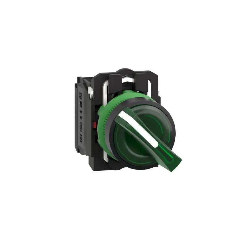 Schneider Electric Stay Put Green Standard Handle Selector Switch 22 mm Cutout Diameter Illuminated 1 NO/1 NC XB5AK123M5