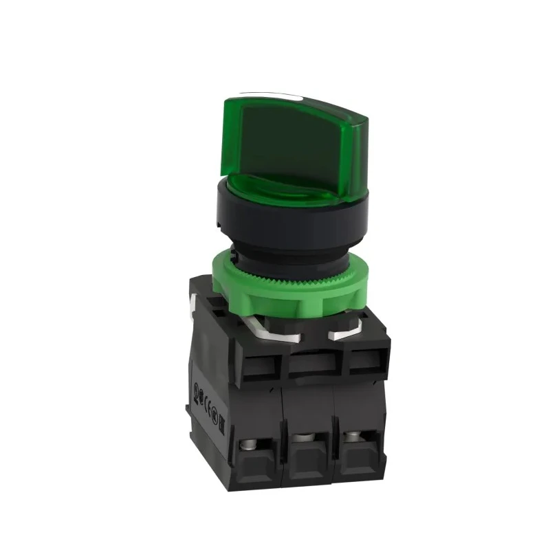 Schneider Electric Stay Put Green Standard Handle Selector Switch 22 mm Cutout Diameter Illuminated 1 NO/1 NC XB5AK123M5