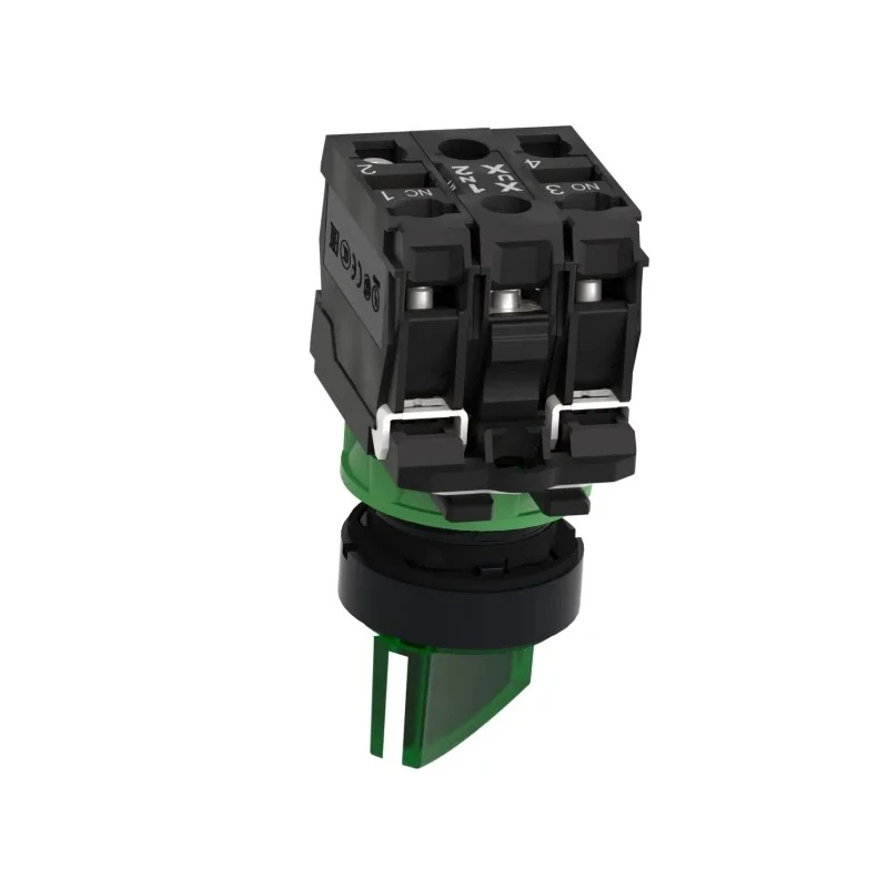 Schneider Electric Stay Put Green Standard Handle Selector Switch 22 mm Cutout Diameter Illuminated 1 NO/1 NC XB5AK123M5