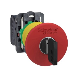 Schneider Electric Harmony Series Key Release Emergency Stop Push Button Panel Mount 22 mm Cutout 1 NO/1 NC IP66 