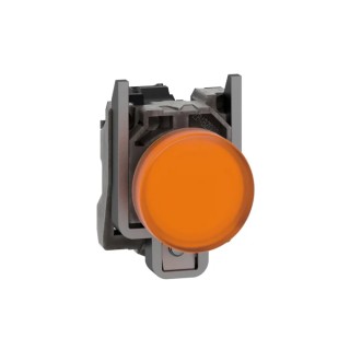 Schneider Electric Panel Mount Orange LED Pilot Light Harmony XB4 22 mm Cutout 120V AC Metal Body XB4BVG5