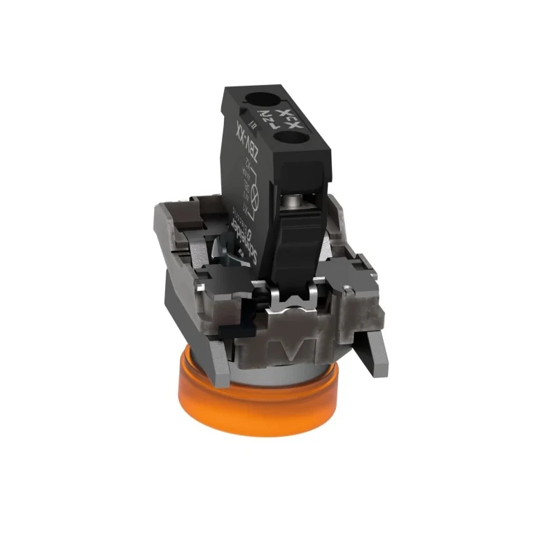 Schneider Electric Panel Mount Orange LED Pilot Light Harmony XB4 22 mm Cutout 120V AC Metal Body XB4BVG5