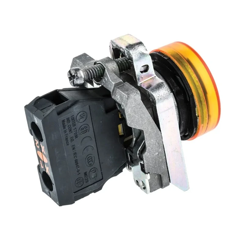 Schneider Electric Panel Mount Orange LED Pilot Light Harmony XB4 22 mm Cutout 120V AC Metal Body XB4BVG5