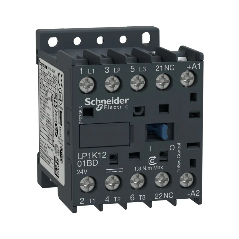 Lindstrom TeSys K 3-Pole Contactor 12A 5.5kW 24V DC Coil DIN Rail Mount LP1K1201BD
