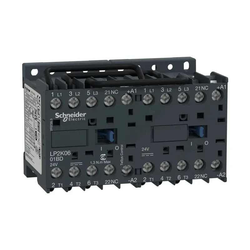 Schneider Electric LP2K Series Reversing Contactor, 24V DC Coil, 3-Pole, 9A, 4kW Power, 3 NO Auxiliary Contacts LP2K0901BD