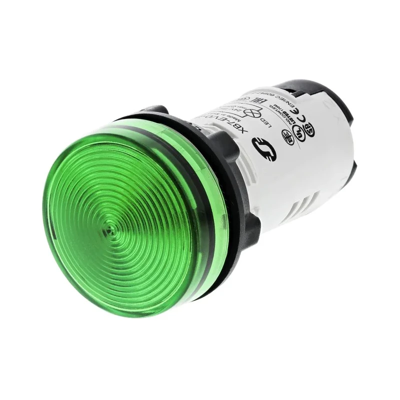 Schneider Electric Panel Mount Green LED Pilot Light 22 mm Cutout, 26.4 V AC, 30 V DC, IP20/IP65, Round XB7EV03BP