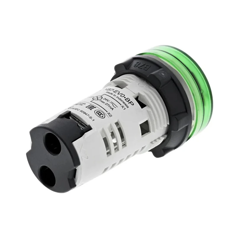 Schneider Electric Panel Mount Green LED Pilot Light 22 mm Cutout, 26.4 V AC, 30 V DC, IP20/IP65, Round XB7EV03BP