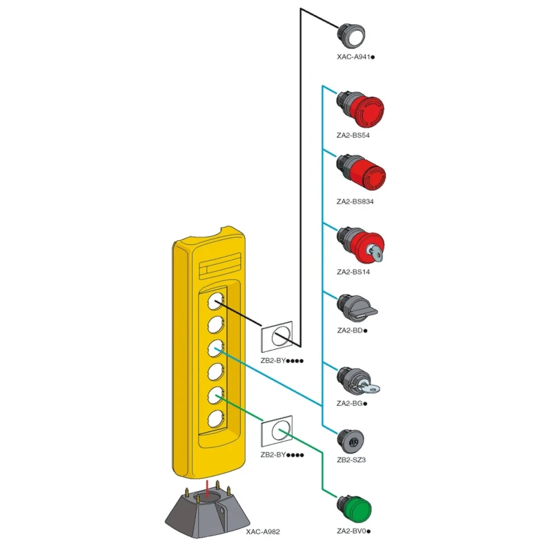 Schneider Electric Harmony XAC Series Yellow Front Mounting Push Button Head 22 mm Cutout IP69 XACA9415