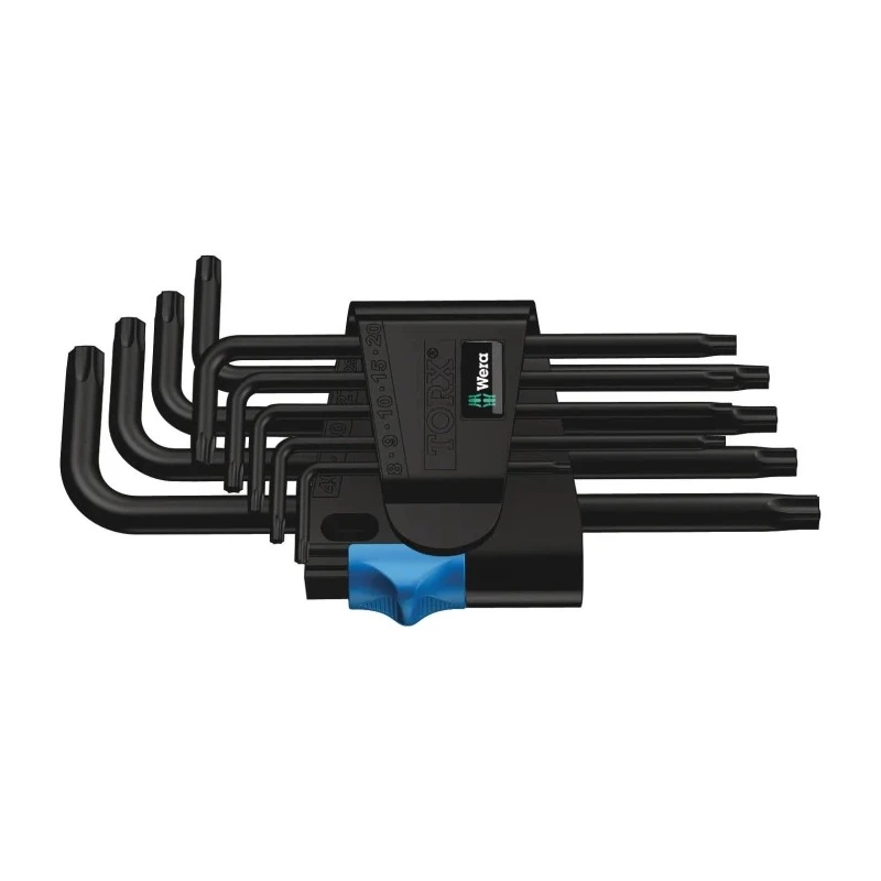 Wera 9-Piece Torx Key Set, L Shape, Extra Long Arm Steel Phosphate Finish 05024244001