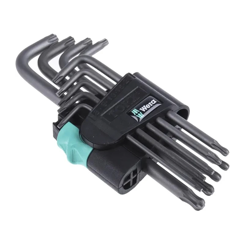 Wera 9-Piece Torx Key Set L Shape Long Arm Steel Phosphate Finish 05024242001