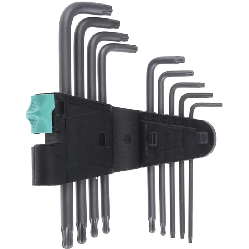 Wera 9-Piece Torx Key Set L Shape Long Arm Steel Phosphate Finish 05024242001