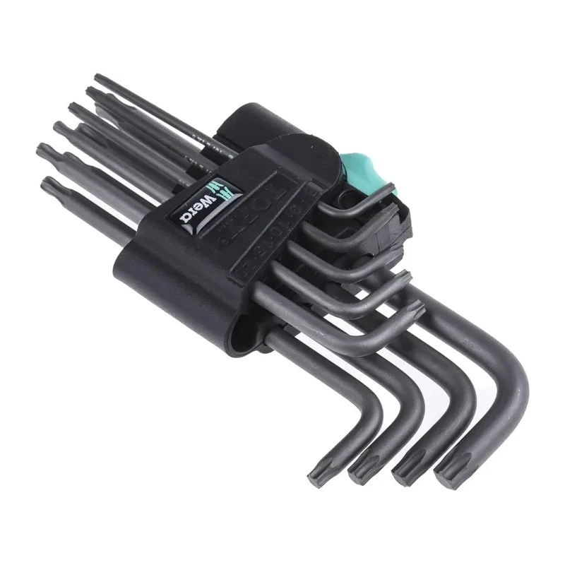 Wera 9-Piece Torx Key Set L Shape Long Arm Steel Phosphate Finish 05024242001