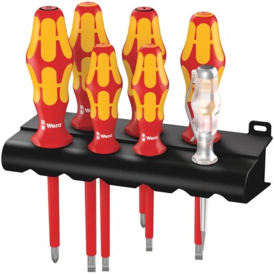 Wera Insulated Slotted and Pozidriv Screwdriver Set 7-Piece 1000V VDE Kraftform Plus VDE Series 05006148001