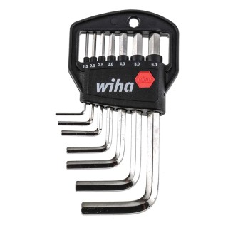 Wiha 7 Piece L Metric Hex Key Set, Hex Size 1.5 to 6 mm, Nickel Chrome Plated Chrome Vanadium Steel 01172