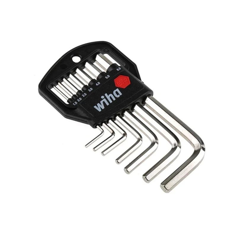 Wiha 7 Piece L Metric Hex Key Set, Hex Size 1.5 to 6 mm, Nickel Chrome Plated Chrome Vanadium Steel 01172