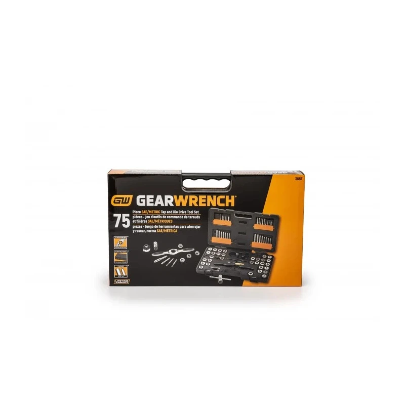 GearWrench 75-Piece Carbon Steel Tap & Die Set, 1/8 in - 1/2 in Taps, 1/8 in - 1/2 in Dies 3887