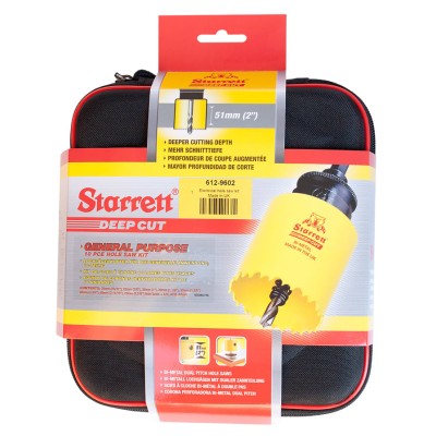 Starrett 10 Piece Deep Cut Bi-Metal Hole Saw Kit Cobalt High Speed Steel for Wood Plastic Metal KDP2000/6L
