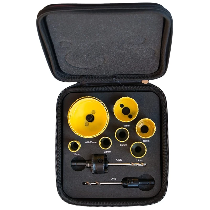 Starrett 10 Piece Deep Cut Bi-Metal Hole Saw Kit Cobalt High Speed Steel for Wood Plastic Metal KDP2000/6L