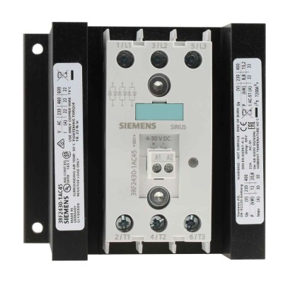 Siemens 3RF2 Series Solid State Relay 30A Load, DIN Rail Mount, 600V Load, 30V DC Control 3RF2430-1AC45