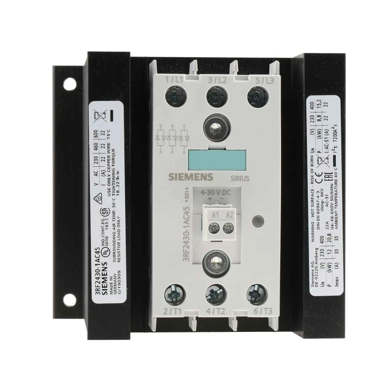 Siemens 3RF2 Series Solid State Relay 30A Load, DIN Rail Mount, 600V Load, 30V DC Control 3RF2430-1AC45