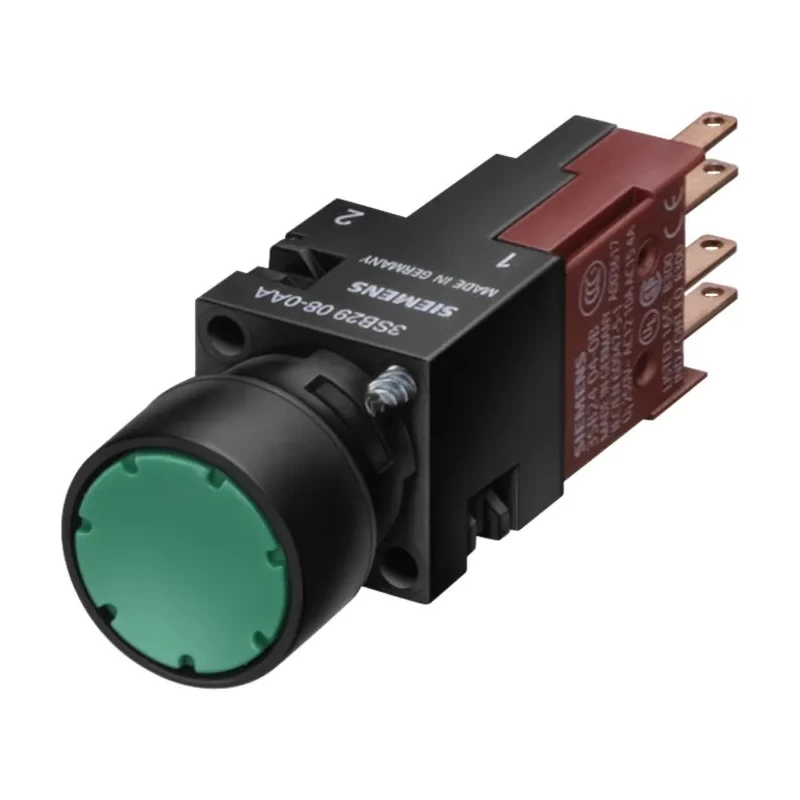 Siemens Push Button Switch, Momentary, Panel Mount, 16 mm Cutout, IP65, 250 V AC/DC, 10A, Round Actuator 3SB2202-0AG01