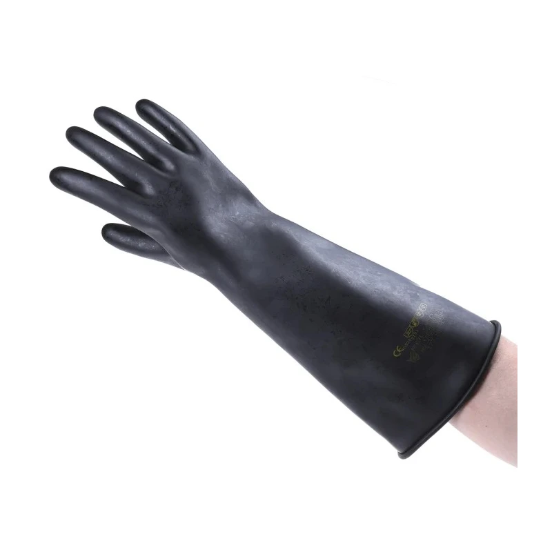 Polyco Healthline Chemprotec Black Rubber Work Gloves Size 9 Latex Coating SC104/09