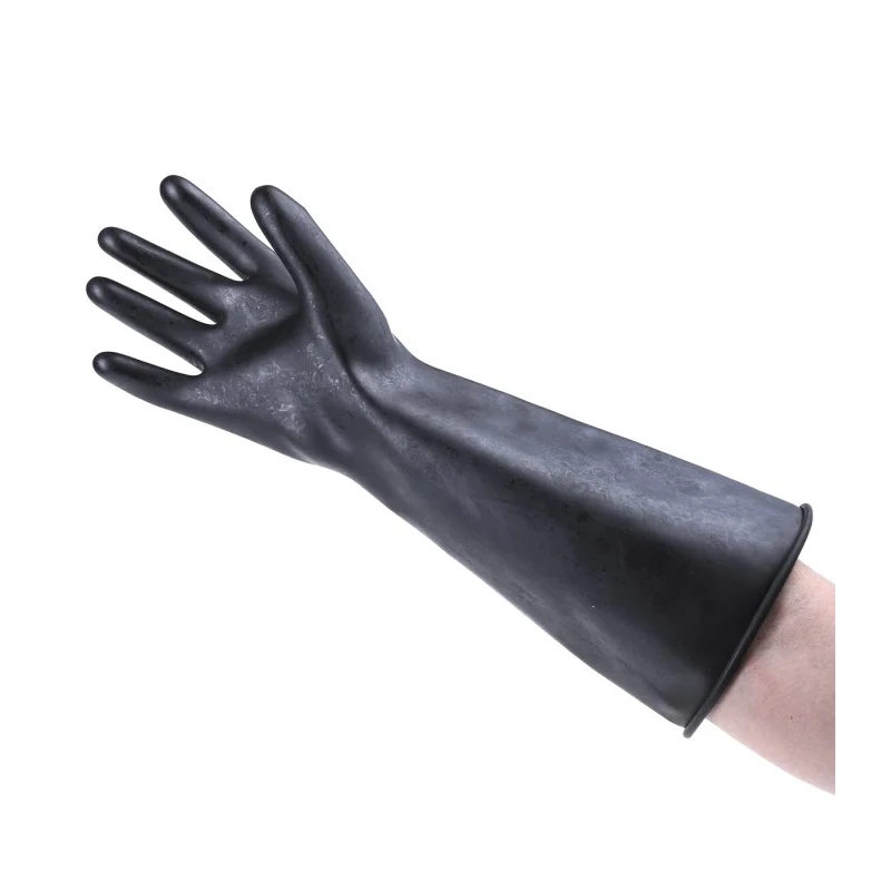 Polyco Healthline Chemprotec Black Rubber Work Gloves Size 9 Latex Coating SC104/09