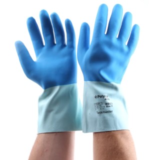 Polyco Healthline Taskmaster Blue Cotton Work Gloves Size 9 Latex Coating 8503