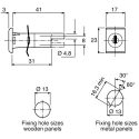 Euro-Locks a Lowe & Fletcher group Company Pedestal Lock Keyed, 31 mm Panel-to-Tongue Depth, 13 mm Panel Cutout 5804532