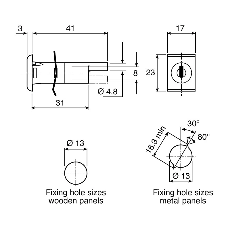 Euro-Locks a Lowe & Fletcher group Company Pedestal Lock Keyed, 31 mm Panel-to-Tongue Depth, 13 mm Panel Cutout 5804532