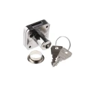Euro-Locks a Lowe & Fletcher group Company Chrome Finish Keyed Sliding Door Lock Panel to Tongue 22 mm Panel Cutout 5665532