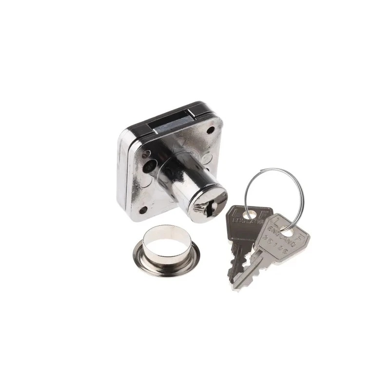 Euro-Locks a Lowe & Fletcher group Company Chrome Finish Keyed Sliding Door Lock Panel to Tongue 22 mm Panel Cutout 5665532