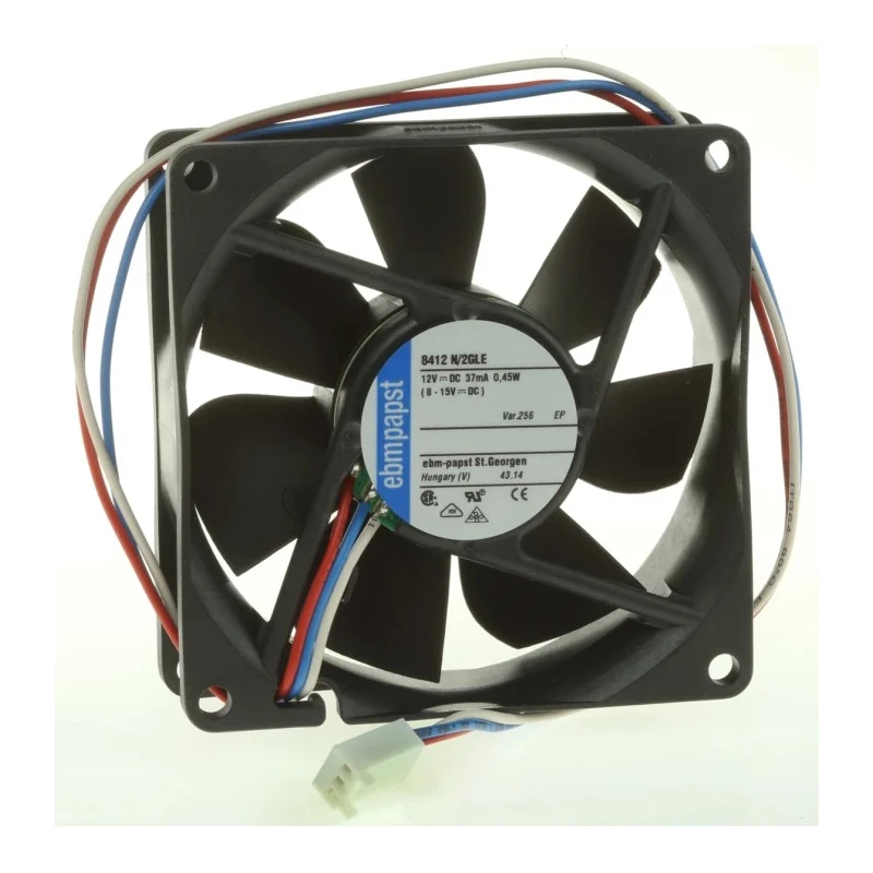 ebm-papst 8400 N Series Axial Fan 12V DC 500mW 41mA 33 m³/h Air Flow 80mm Square Frame 25mm Depth 8412 N/2GLE-256