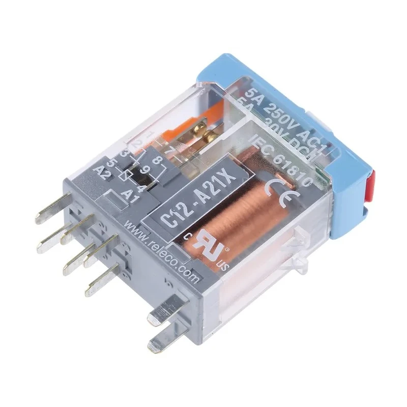 Releco PCB Power Relay 230V ac Coil 5A Switching Current DPDT C12A21X230A