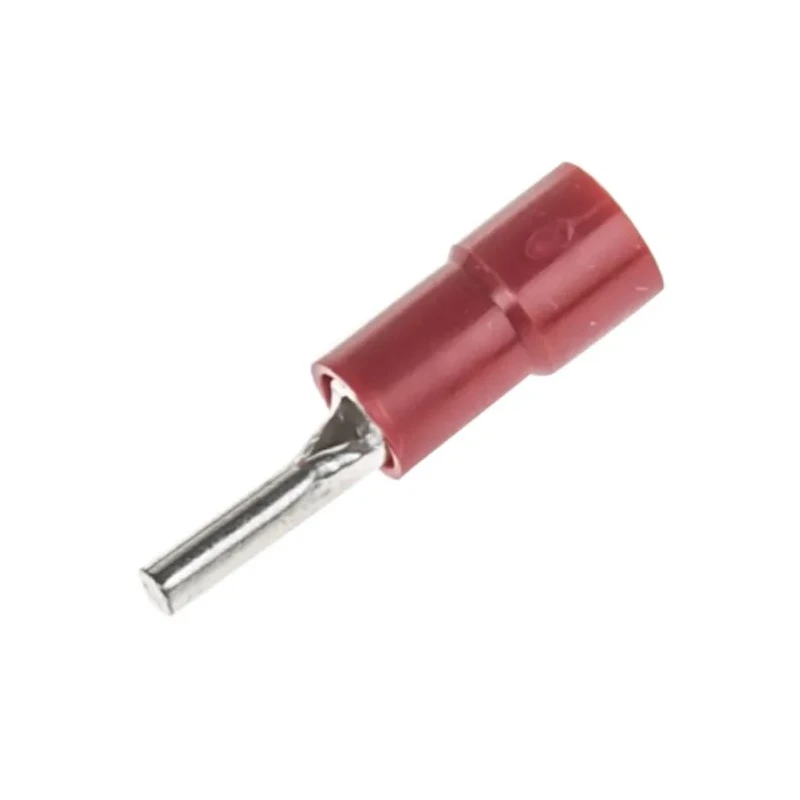 RS PRO Insulated Tin Crimp Pin Connector 22 AWG to 16 AWG, 1.9 mm Pin Diameter, 9 mm Pin Length, Red 613-9621
